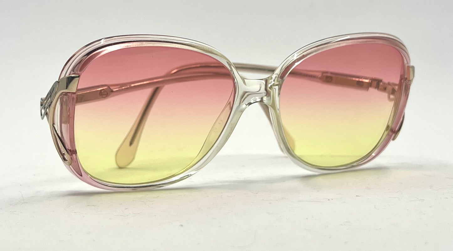 Luxottica Vintage Oversized Sunglasses-with New Rose/Lemon Custom Lenses