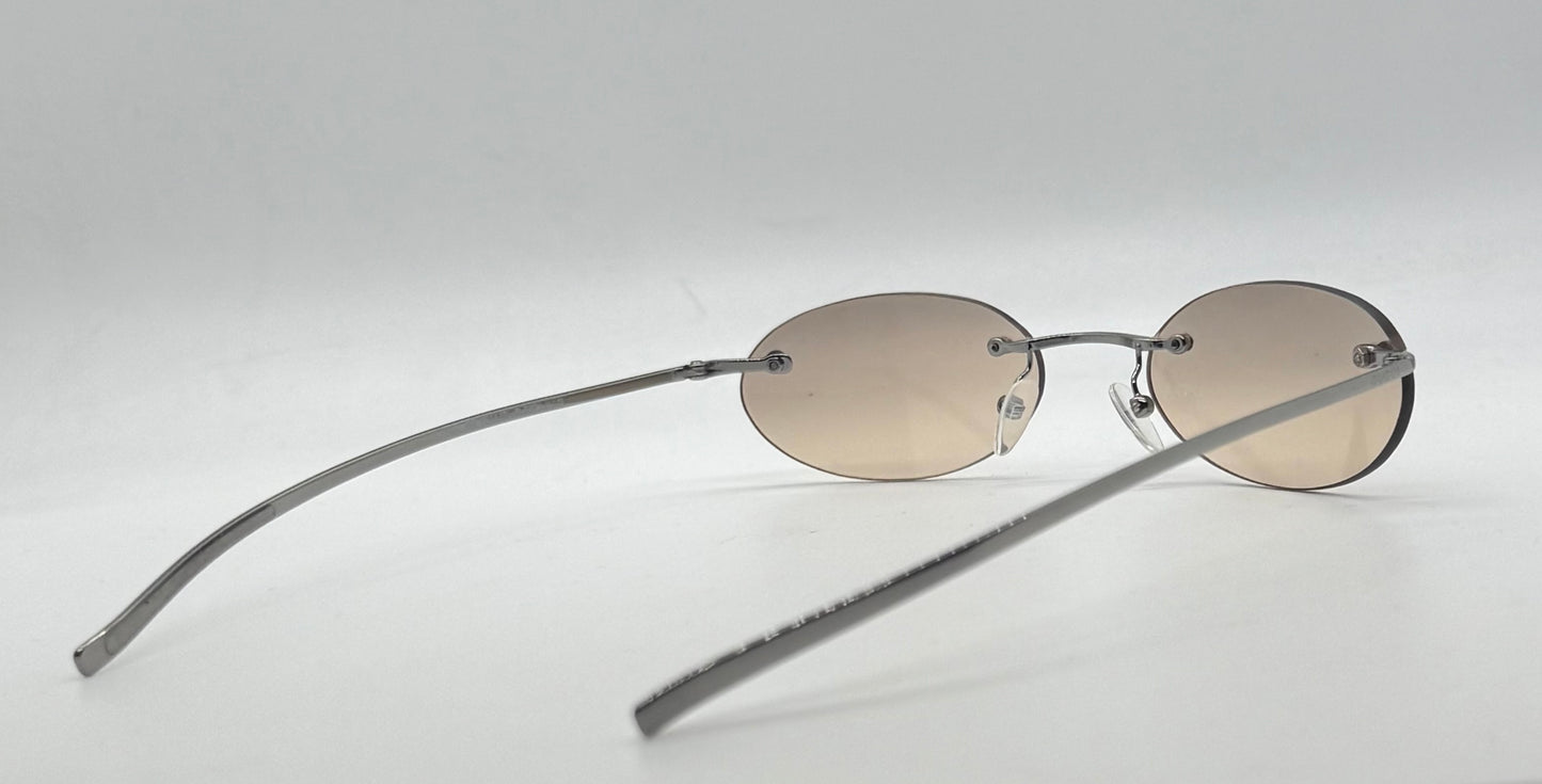 Gucci Gg1714|S 6Lb6P Rimless Oval Sunglasses 51-19-135 Deadstock Y2K Vintage