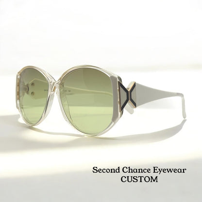 Silhouette M1192 White Crystal Vintage Sunglasses w/New Brown/Green Gradient Custom Lenses-Unworn