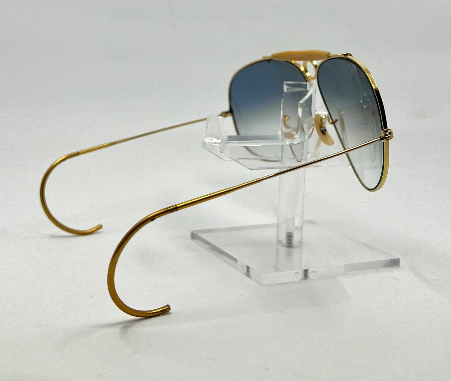B&L Ray-Ban Shooter 62mm Vintage Gold Aviator-New Custom Lenses – Cable Temples-UNWORN