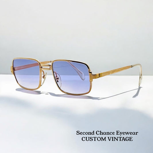 Meritad MOD.391T-Vintage Gold Frame w/New, Custom Aquaviolet Gradient Lenses-Deadstock-Germany