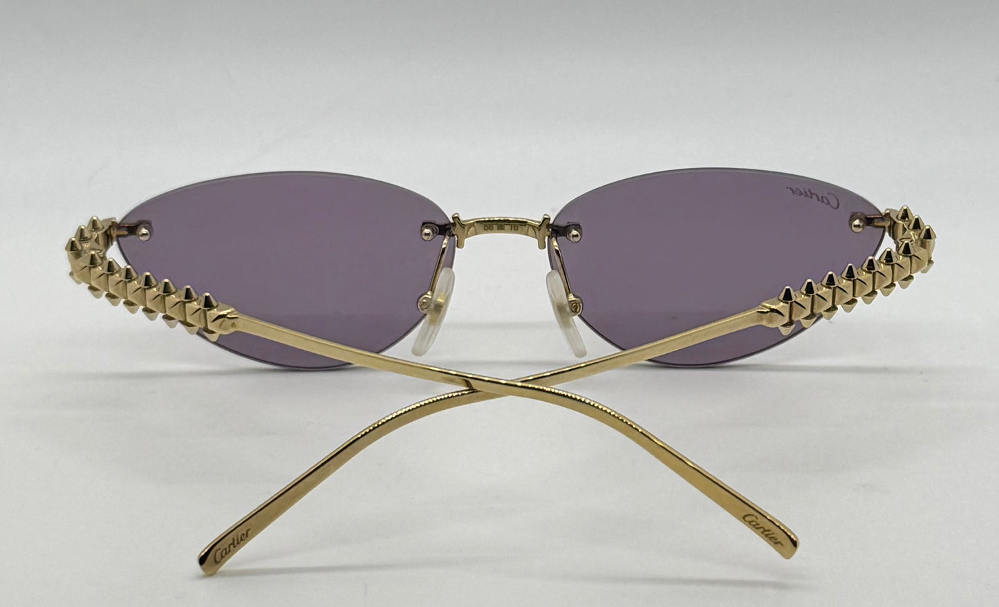Cartier Clash de Cartier CT0543S 004 Gold Rimless Sunglasses-ZEISS Purple Lenses