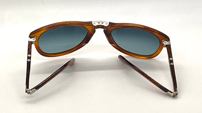 Persol 714SM Steve McQueen Light Havana Blue Sunglasses Unworn Case Made Italy