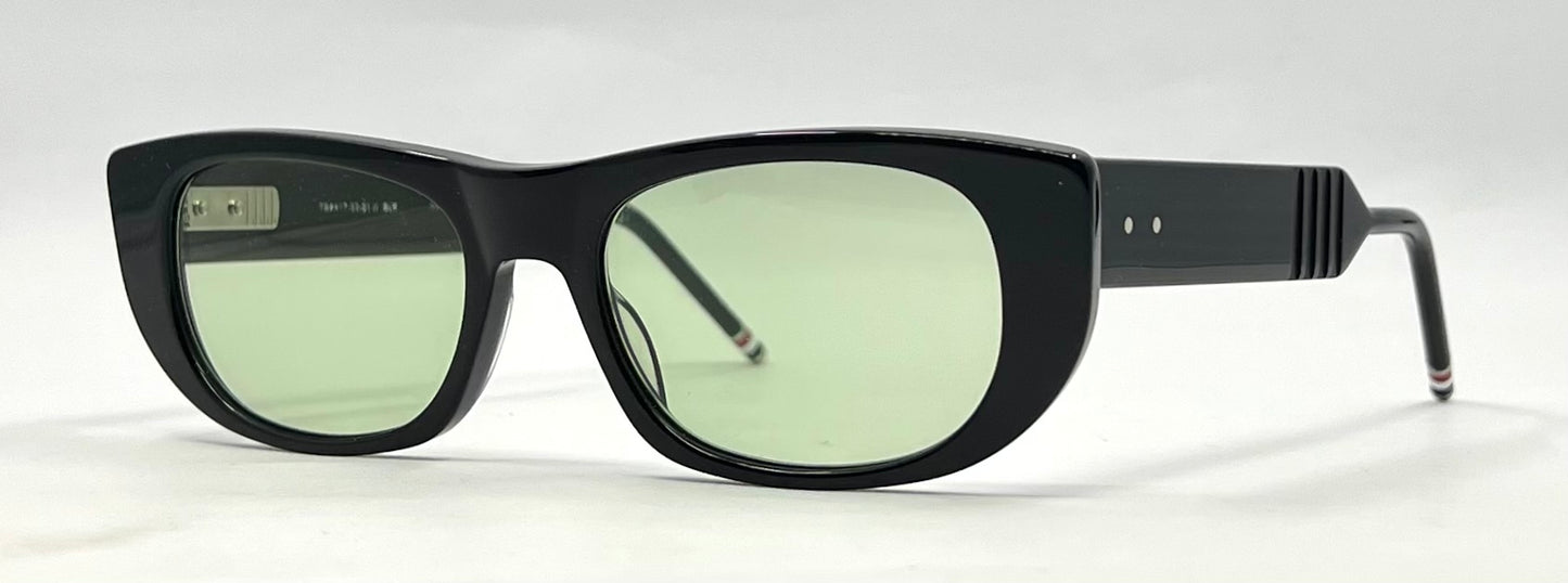 Thom Browne TBX417-53-01 Black Sunglasses-New Day/Night Green Custom Lenses-Unworn
