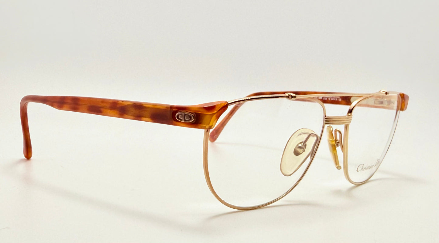 Vintage New/Deadstock Christian Dior 2722 10 Gold & Chestnut Frames – 54mm