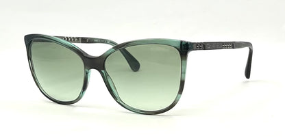 CHANEL 5352-Green Cat Eye VINTAGE Sunglasses-UNWORN-Italy-59mm