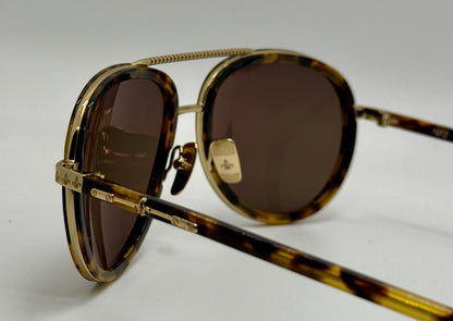 Brand New Philippe V No. 2 Classic Aviator Sunglasses – Gold-Tone & Havana with Essilor Brown HD Lenses