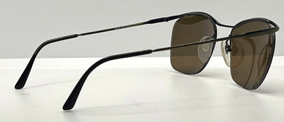 Metalflex LG Vintage Sunglasses-Half Rim Wire Frame-Brown Lenses-Italy-55mm