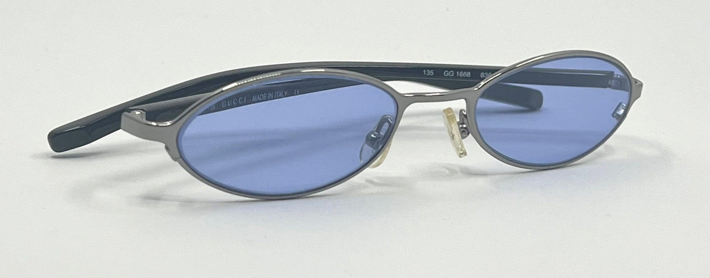 Gucci GG1668 836 Y2K Vintage Oval Sunglasses w/New Custom Light Blue Lenses