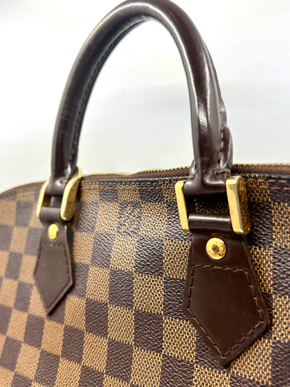 Louis Vuitton VINTAGE Alma Damier Ebene Handbag Brown Leather