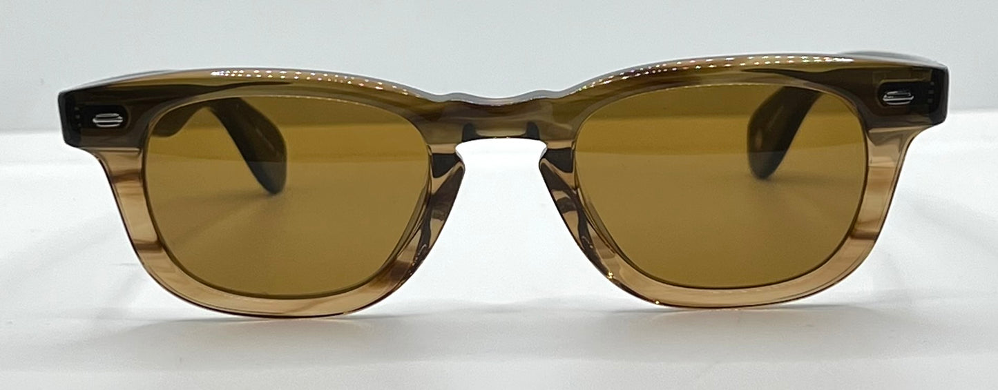 Garrett Leight LO-B BAMF 46-23 Premium Glass Sunglasses-Brown Fade – Full Kit-New