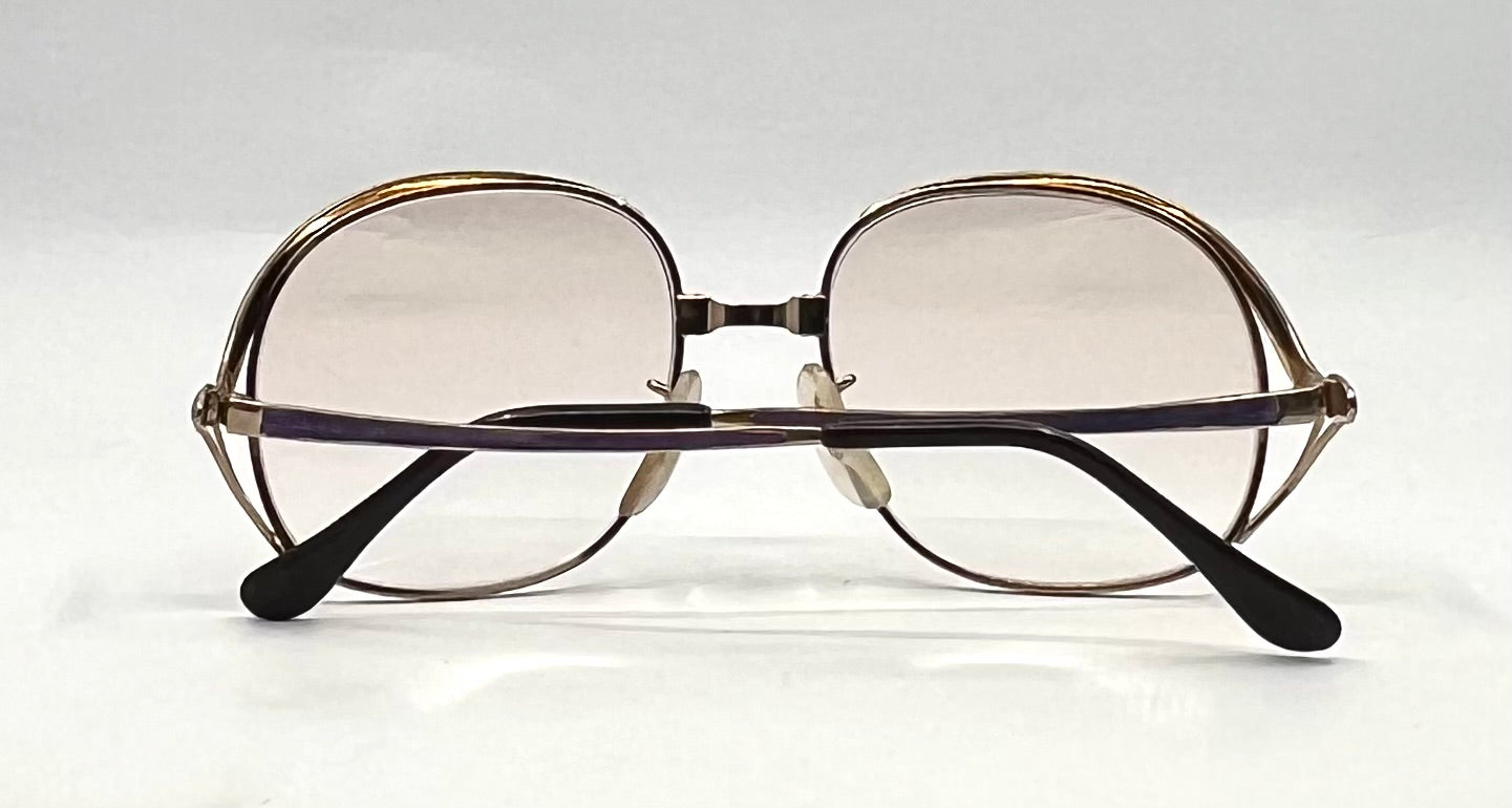 Vintage GILT ISABEL 52-18 Gold Purple Enamel Japan Sunglasses