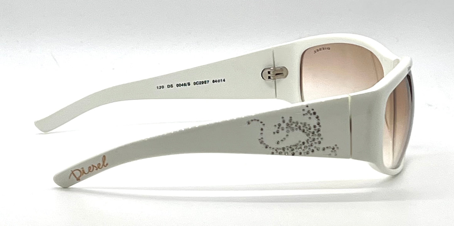 Diesel DS0046/S VINTAGE Y2K White Crystal Sunglasses-Unworn/NOS Made in Italy 64mm