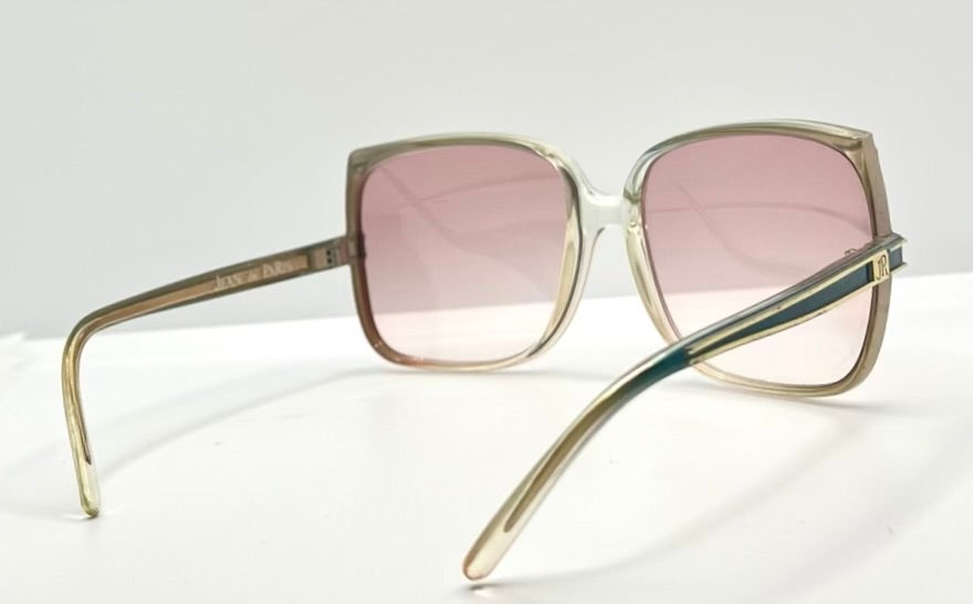 JEAN de PARIS 674/2 Vintage Sunglasses-Clear Frame Pink Lenses-France NOS