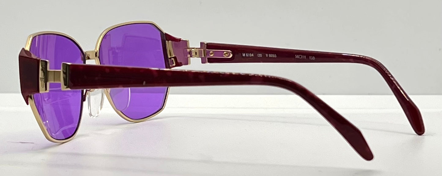 Silhouette M 6104 V 6055 Vintage Sunglasses w/New Solid Purple Custom Lenses-56mm-Unworn/NOS-Austria