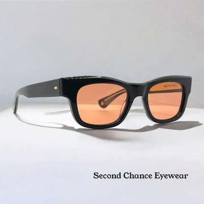 Garrett Leight California Optical WOZ BK Sunglasses–Black Frame-Cherry Tinted Lenses– Brand New-Full Kit