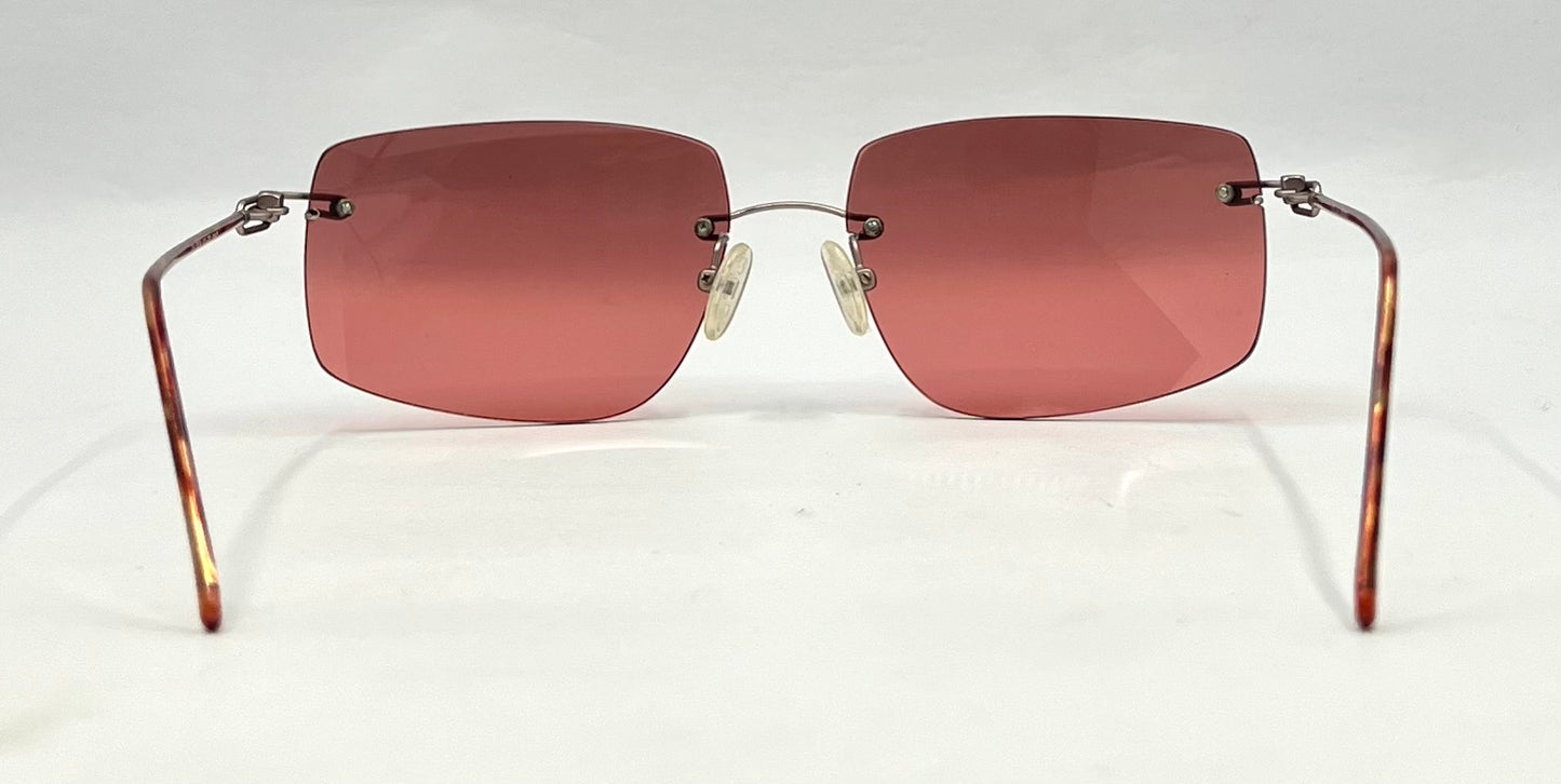 JBK 21.2-Rimless Italian Design Sunglasses-Rose Solid Tint Lens 46-20