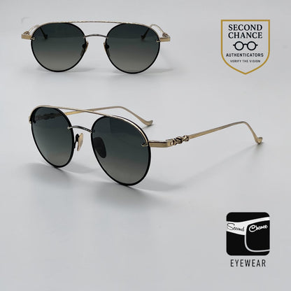Chrome Hearts Bubba-A Black Gold Titanium ZEISS Aviator Sunglasses Case Cloth Japan