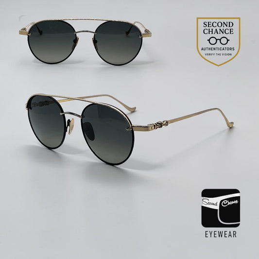 Chrome Hearts Bubba-A Black Gold Titanium ZEISS Aviator Sunglasses Case Cloth Japan