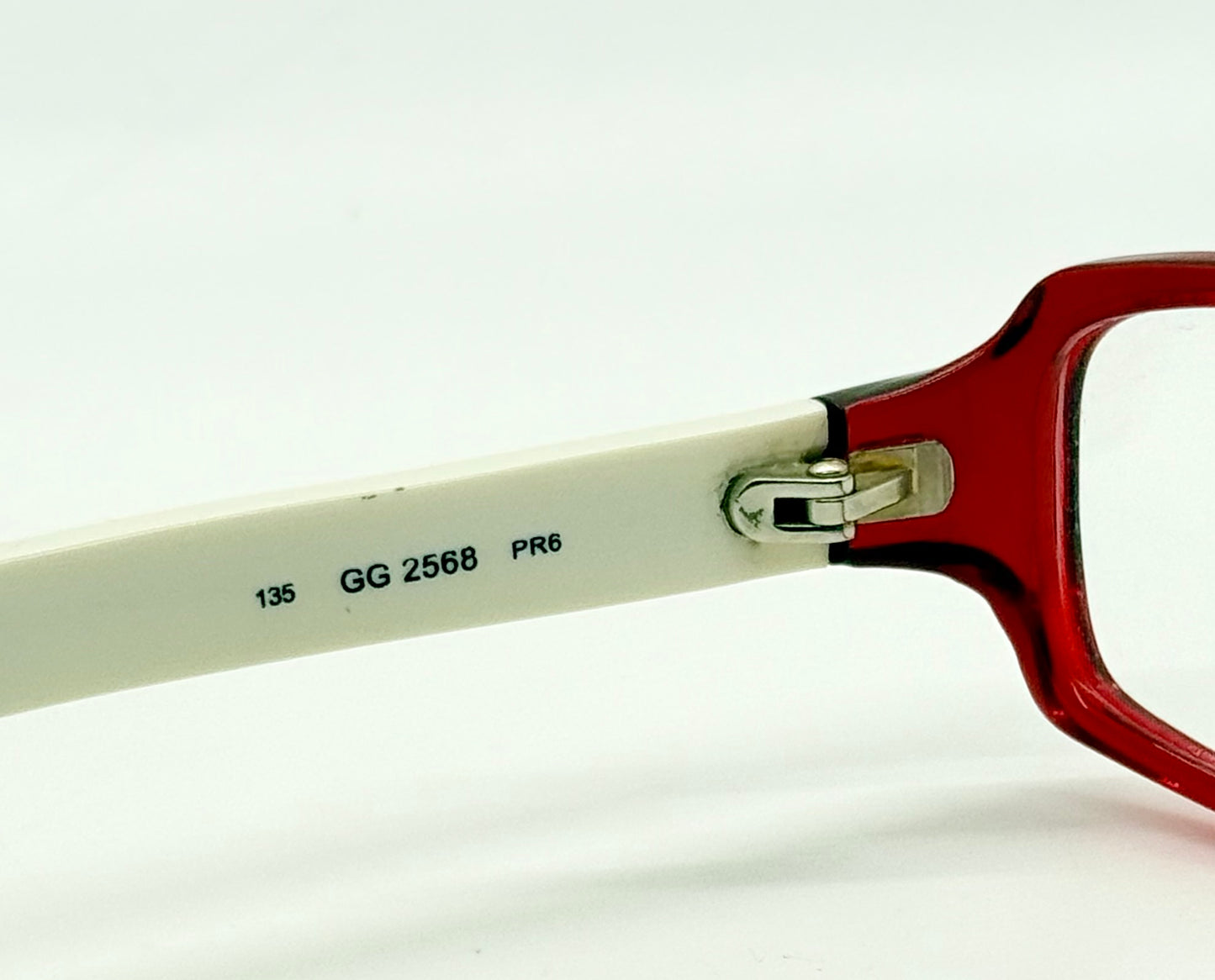 Gucci Gg 2568 Pr6 Red & Ivory Rectangular Eyeglasses-Vintage|Deadstock-Italy