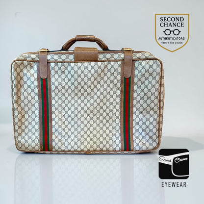Vintage Gucci GG Supreme Web Stripe Suitcase 1980s Travel Case