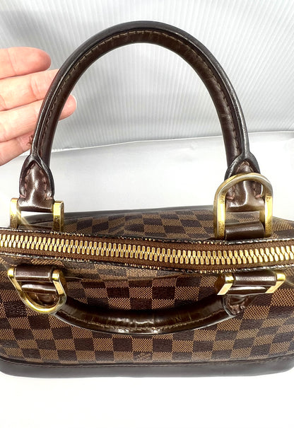 Louis Vuitton VINTAGE Alma Damier Ebene Handbag Brown Leather