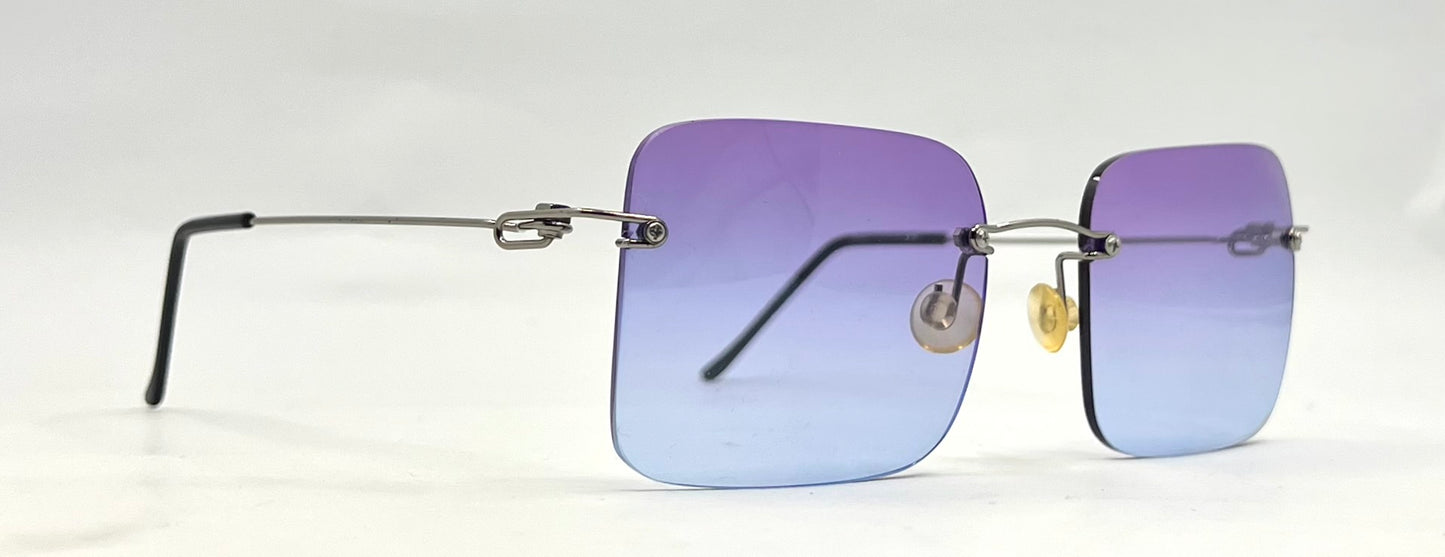 Masters 543 Rimless Gradient Sunglasses – Purple to Blue Lens – G/MET – Unworn