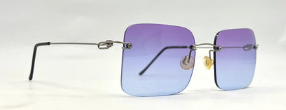 Masters 543 Rimless Gradient Sunglasses – Purple to Blue Lens – G/MET – Unworn