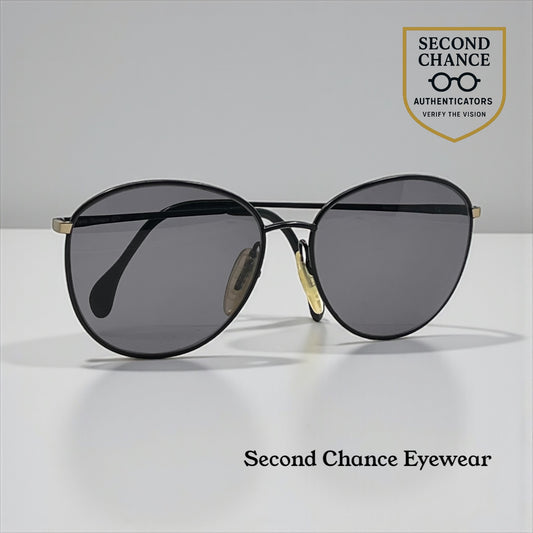 Zeiss 6595 4202 Vintage Sunglasses-New Solid Black Second Chance Custom Lenses-Unworn