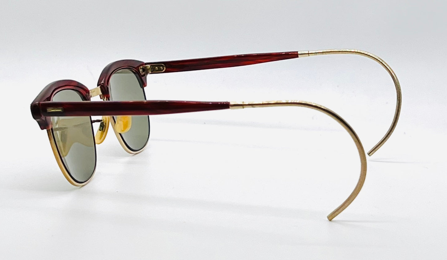 Shuron 12K Gold Filled Browline Vintage Sunglasses-New/Custom Lenses