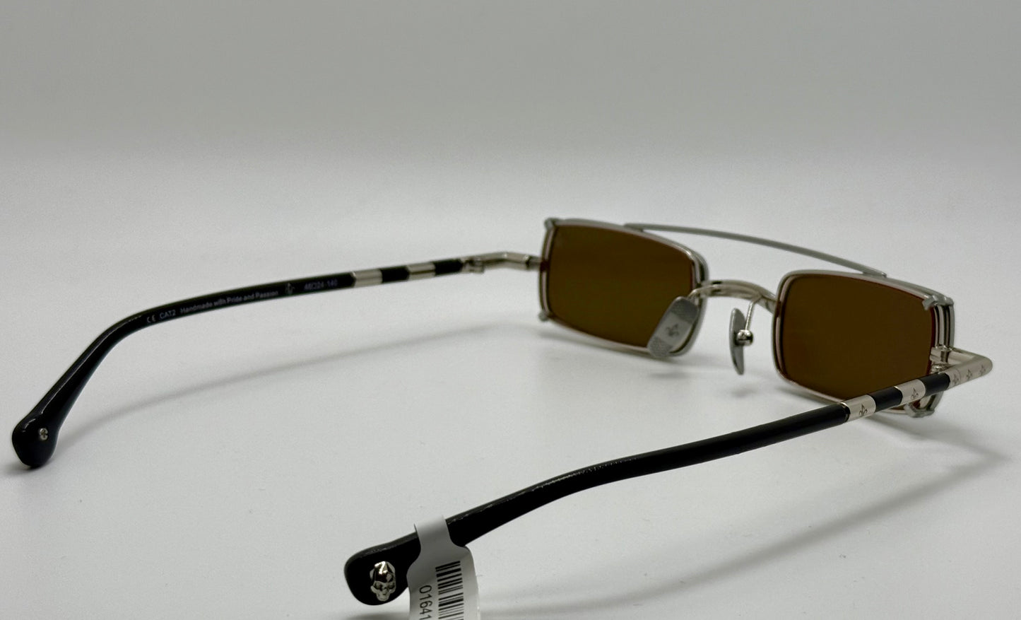 Brand New Philippe V X2 Titanium Rectangle Glasses | Yellow Lenses | Mirrored Silver Clip-On | Made in Japan