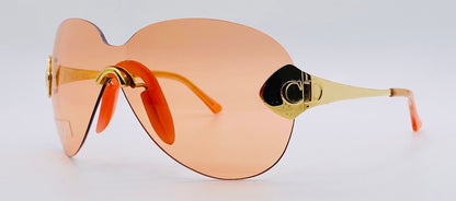 Vintage Christian Dior 2000 “John Galliano” Pink Shield Sunglasses – Y2K Iconic Gold-Tone Rimless Design