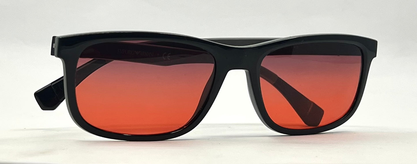 Emporio Armani EA 3164 Black Sunglasses w/New Grey-Red Custom Gradient Lenses-56mm
