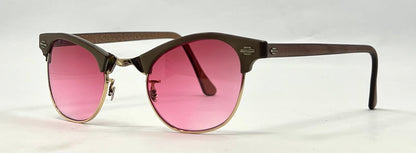 American Optical ArtCraft Vintage Browline Sunglasses 12K GF-Pink Gradient Lenses