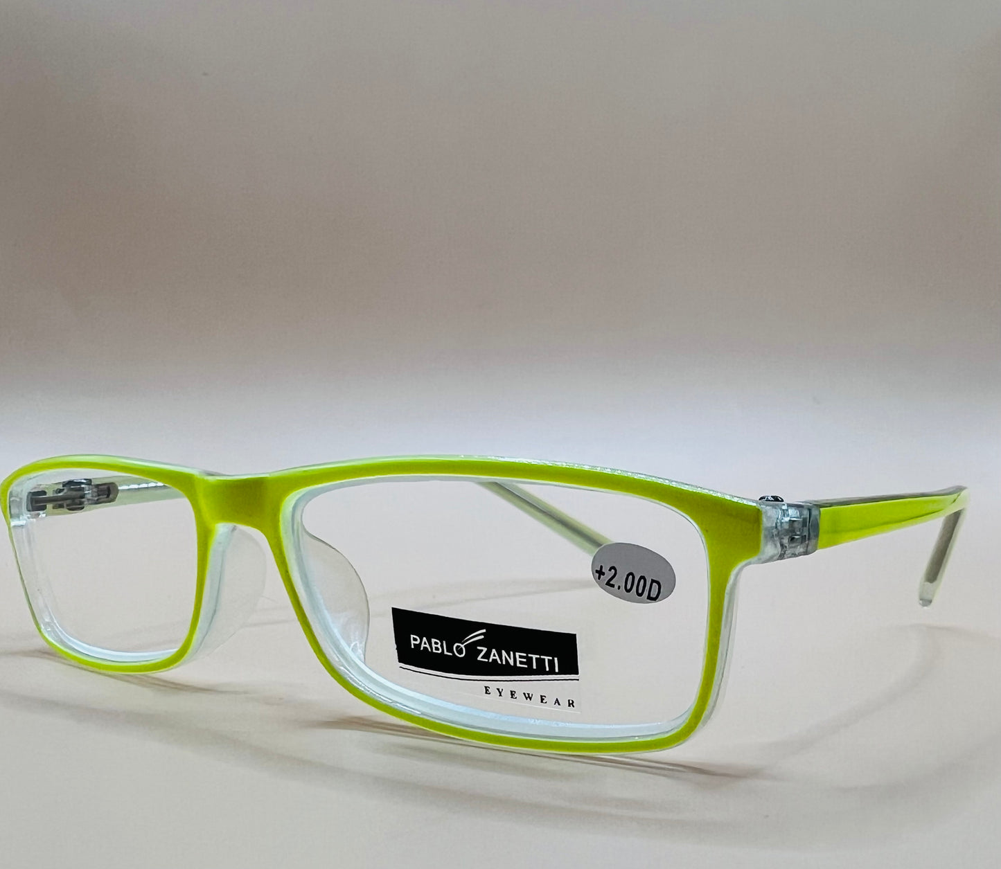 PABLO ZANETTI  GEOMETRIC NARROW READERS.  COMES IN THREE VIBRANT COLORS & VARIOUS MAGNIFICATION