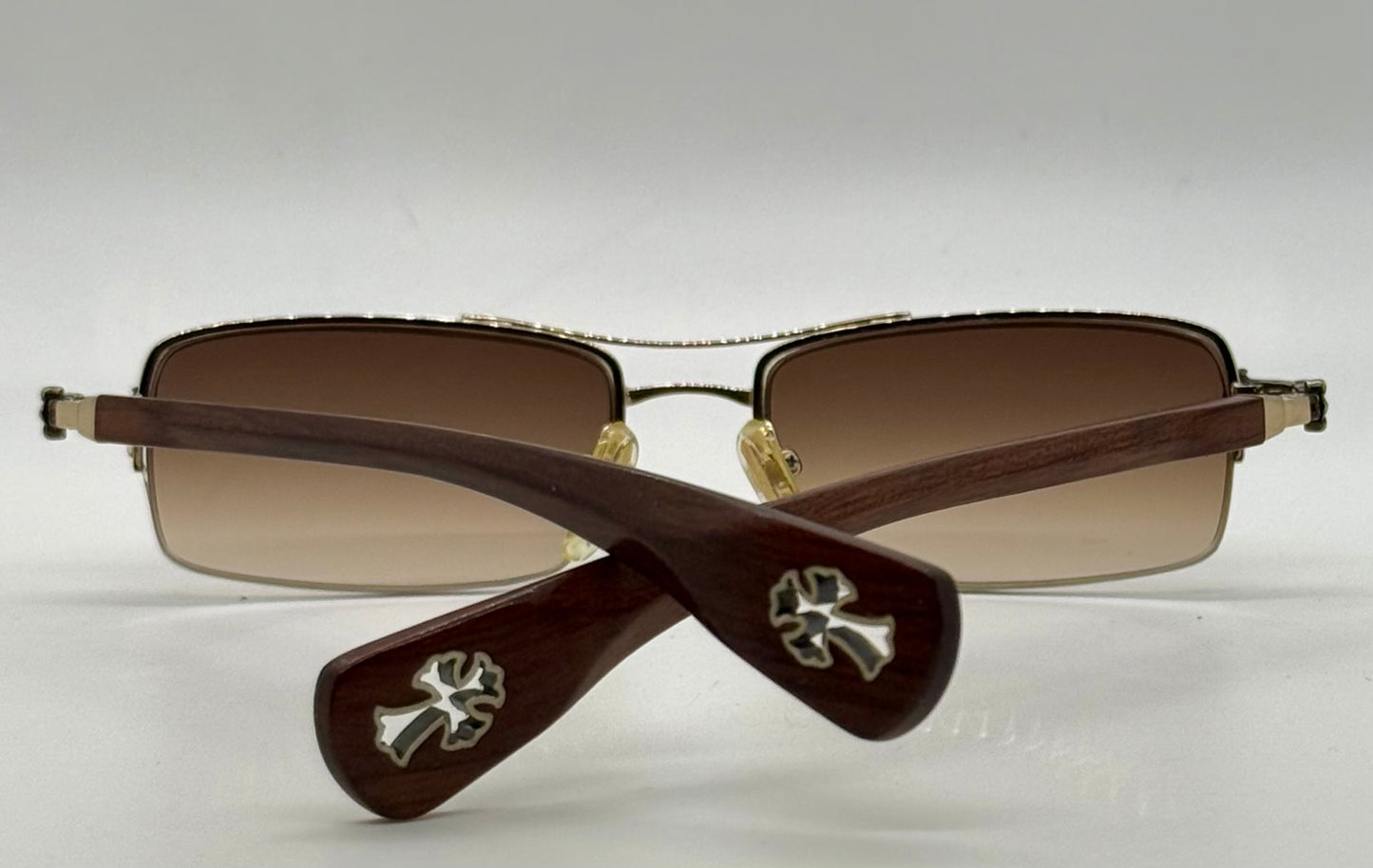 Chrome Hearts TOPPS
-Wood Temple-VINTAGE Rimless Sunglasses-Unworn Full Kit-Japan
