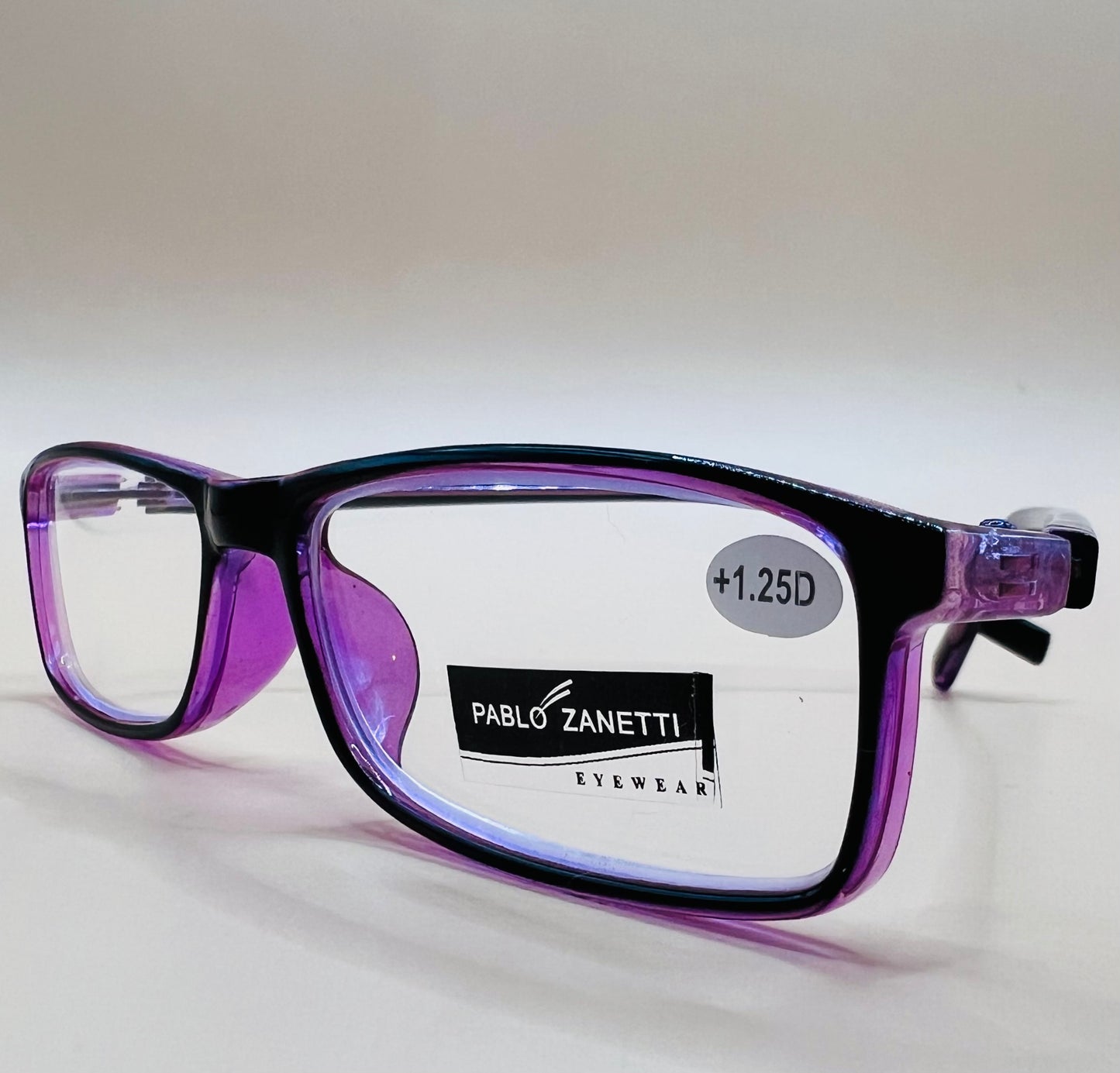 PABLO ZANETTI  GEOMETRIC NARROW READERS.  COMES IN THREE VIBRANT COLORS & VARIOUS MAGNIFICATION