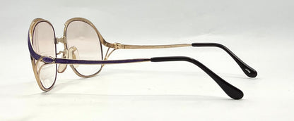 Vintage GILT ISABEL 52-18 Gold Purple Enamel Japan Sunglasses