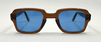 USS BCG 46-24 VINTAGE Military Frames-New Solid Blue Second Chance Customs Lenses