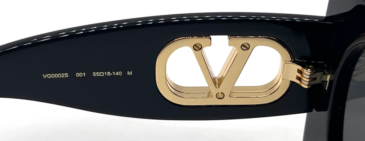Valentino Vain Bold VG0002S 001 Black Gold Sunglasses Unworn Full Kit