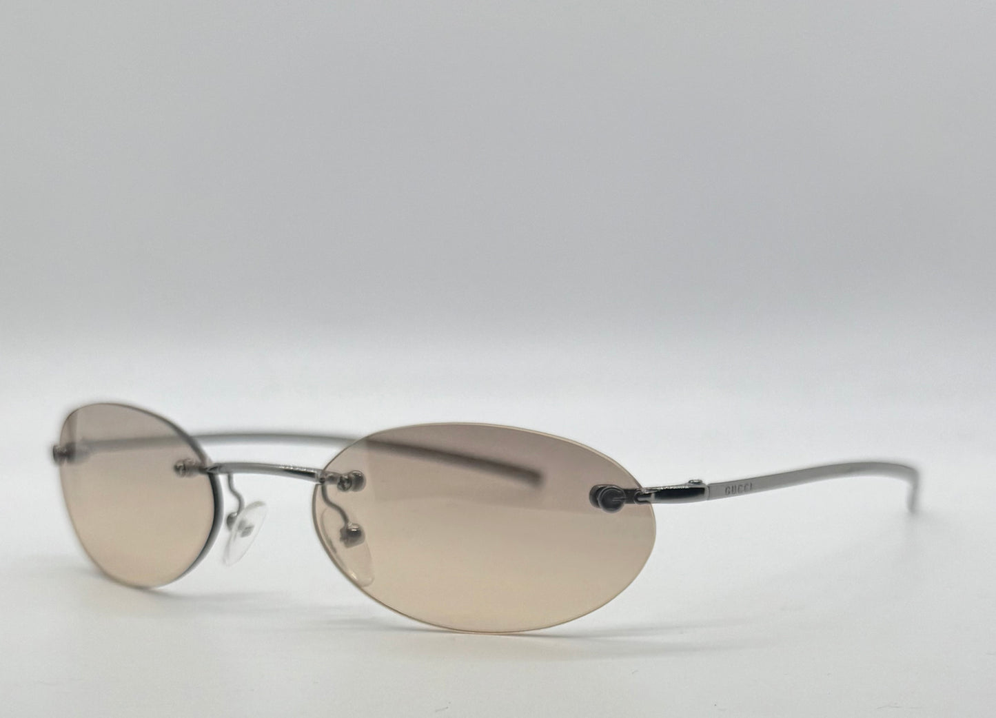 Gucci Gg1714|S 6Lb6P Rimless Oval Sunglasses 51-19-135 Deadstock Y2K Vintage