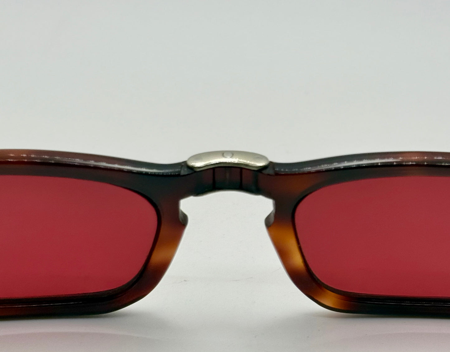 Folding Vintage 101 FRAME FRANCE Sunglasses-Dark Espresso Tort w/New, Custom Solid Crimson Berko’s Designs Lenses