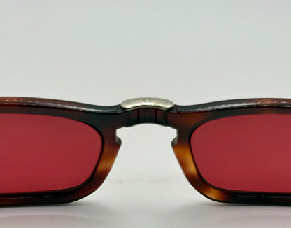 Folding Vintage 101 FRAME FRANCE Sunglasses-Dark Espresso Tort w/New, Custom Solid Crimson Berko’s Designs Lenses