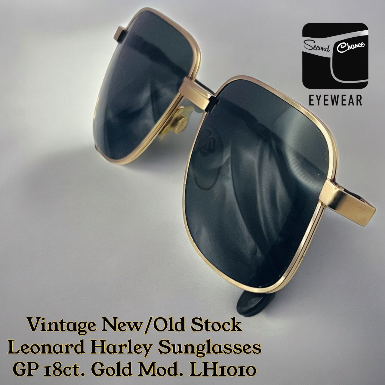 Vintage New/Old Leonard Harley Gold Plated Sunglasses- Mod. LH1010 GP 18ct. 55-16-