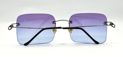 Masters 543 Rimless Gradient Sunglasses – Purple to Blue Lens – G/MET – Unworn