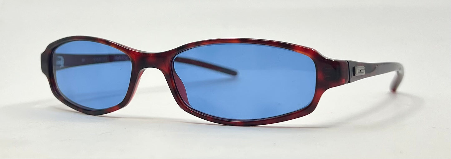 Gucci Oval Burgundy Sunglasses-New Solid Blue Second Chance Customs Lenses-Unworn