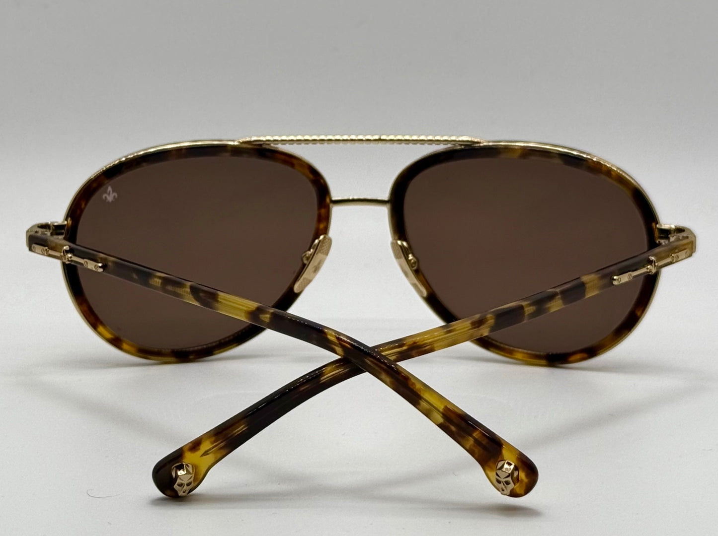 Brand New Philippe V No. 2 Classic Aviator Sunglasses – Gold-Tone & Havana with Essilor Brown HD Lenses