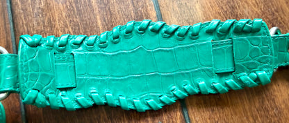 Balenciaga Le Cagole XS Green Croc Embossed Crystal Stud Bag Full Set