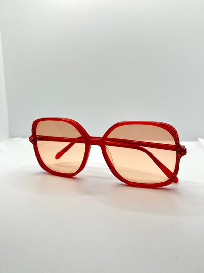 Anglo American Eyewear MOD. 11560X 20 – Red Oversized Sunglasses-Deadstock – All Original – Made in England