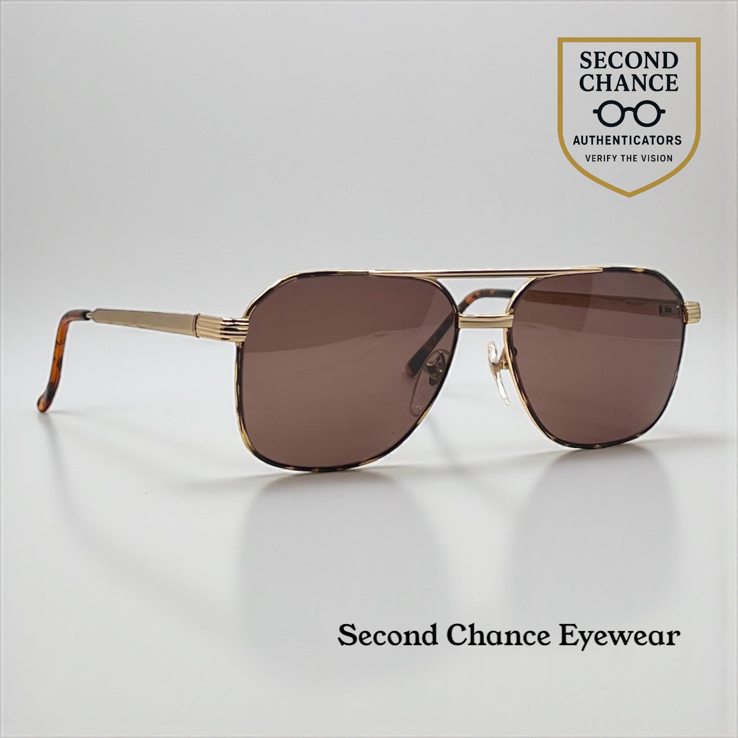 GALANT 102/FLEX Gold 18KGP Vintage Sunglasses – New Brown Second Chance Lenses